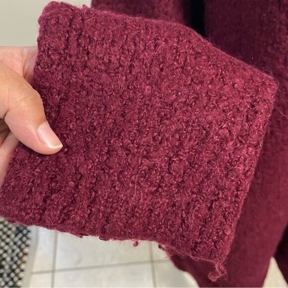 Free People Sweater Womens Size Large Maroon Lofty Oversize Sweater V Neck - Picture 4 of 12